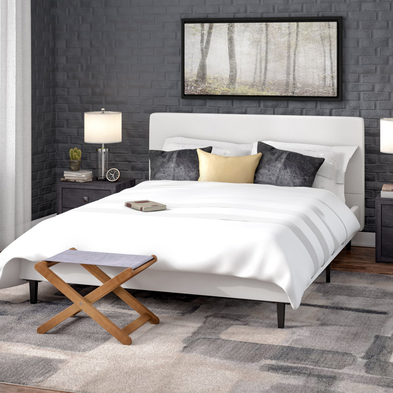 Anya Full Double White Faux Leather Upholstered Bed Frame