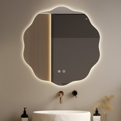 Miroir à DEL rond pour salle de bain avec lumière - antibuée et éclairage de couleur réglable