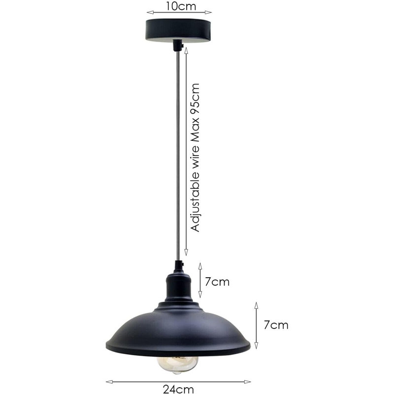 1 - Light Bowl Pendant, Black Inner Gold