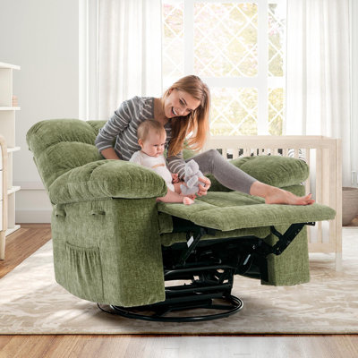 Fauteuil inclinable manuel de 35,4 po, fauteuil berçant et pivotant en chenille