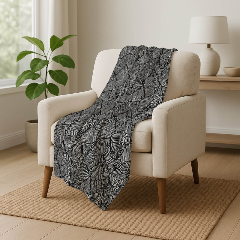 Jeté floral Sherpa ASB913 Addison, Floral 1, Noir
