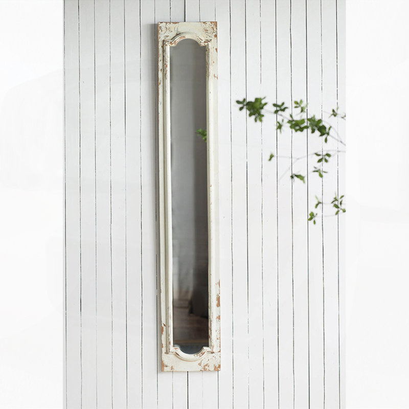 Miroir de plancher avec finition blanche vieillie