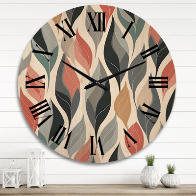 Horloge murale rétro en bois à motif abstrait géométrique surdimensionné