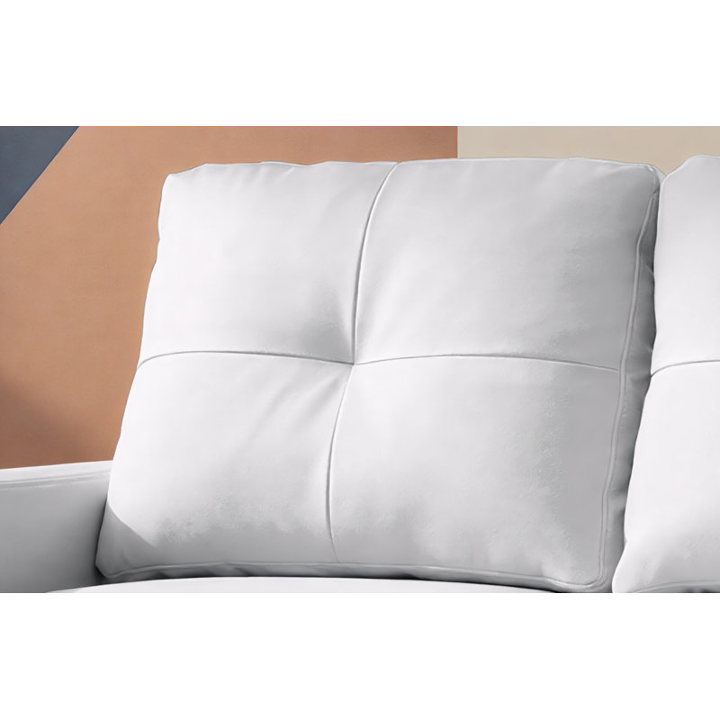 Worthen Modular Loveseat in Faux Leather, White