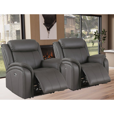 Edder Leather Power Home Theater Recliner Chair with USB Port by Latitude Run