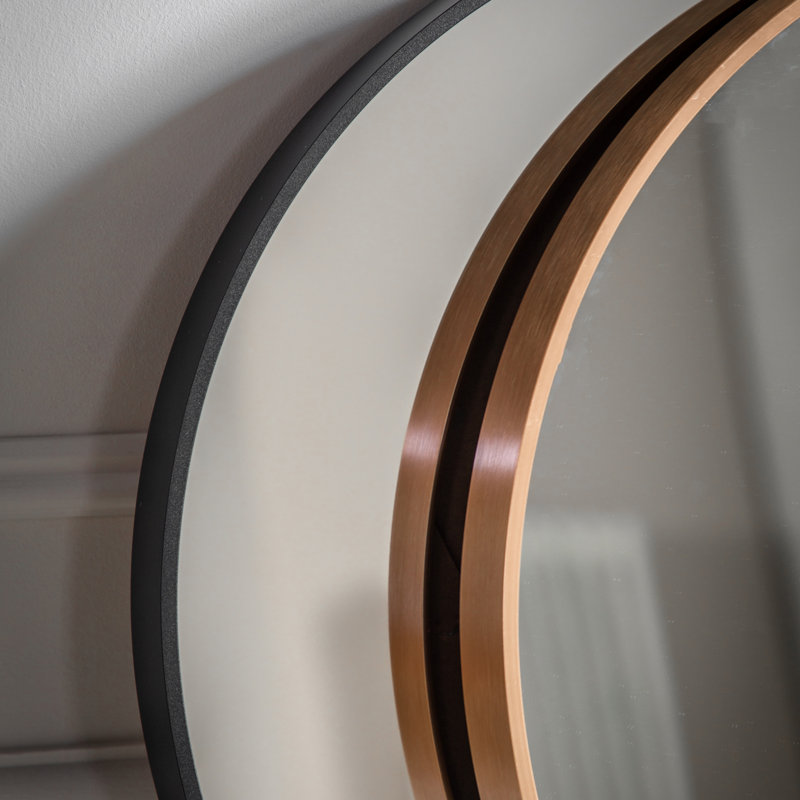 Lottie Oval Metal Framed Wall Mounted Full Length Mirror, Black, 60cm H x 60cm W x 4cm D