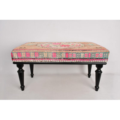 Rose Pattern Bench, Medallion Bench, Ottoman Bench, Upholstered Bench, Turkish Rug Bench, Kilim Bench, Home Decor Bench, Handmade Bench