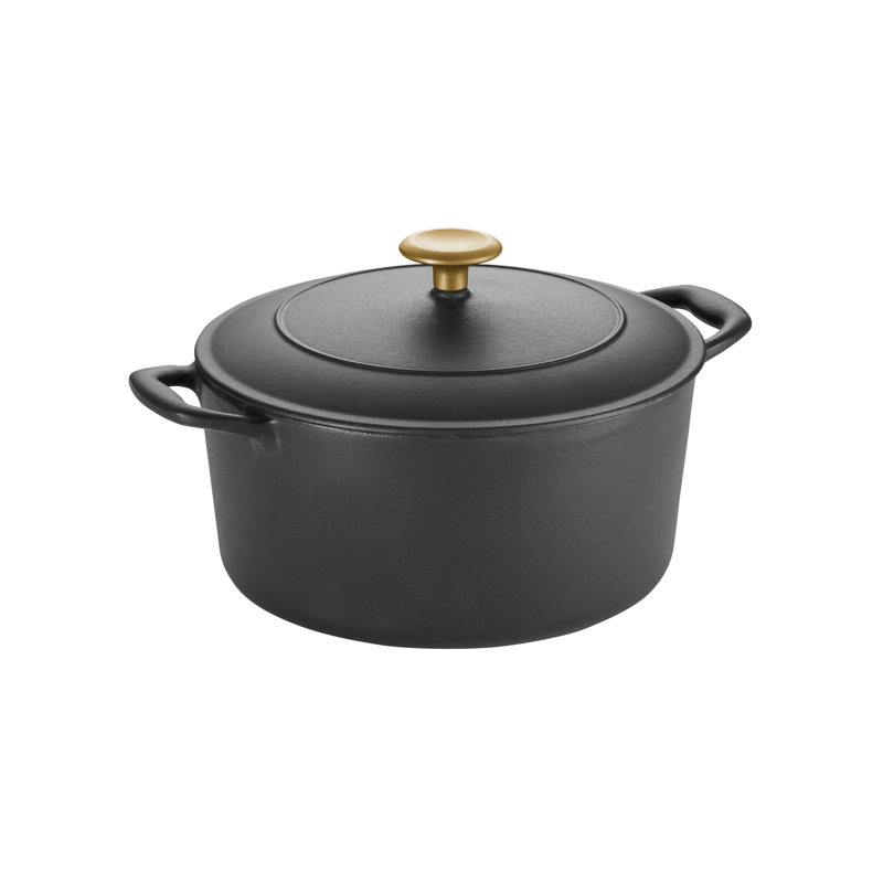 Tramontina Bestow 5.5 Qt. Enameled Cast Iron Gourmet Dutch Oven, Black/Gold