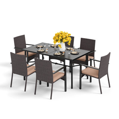 Salem 6 - Person Patio Dining Set with Rectangular Table , Cushions Included