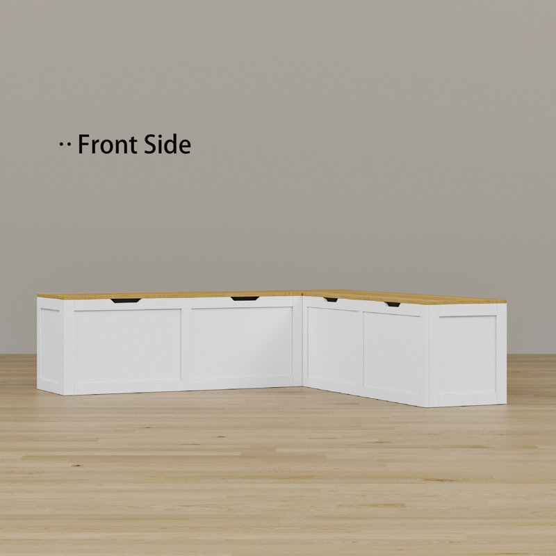 L-Shaped Shoe Bench  Corner Breakfast Nook Bench With Storage Space For Entryway, White