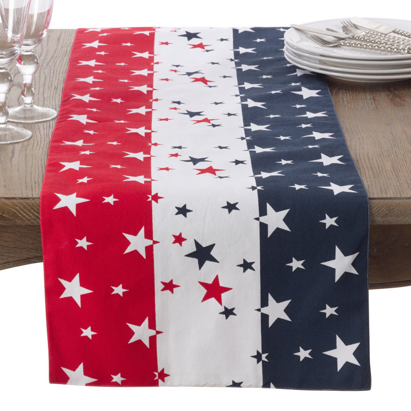 Stars & Stripes Table Runner – Patriotic Americana Table Linen for Memorial Day, Fourth of July & Holiday Entertaining