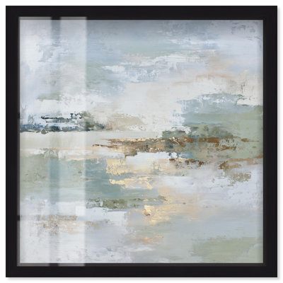 Tranquil Waters II Shadowbox Print Minimalist Wall Decor by Art Remedy, Black Frame, 21 x 21