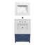 Meuble-lavabo de 24 po en bois massif bleu avec lavabo et tiroirs à fermeture en douceur