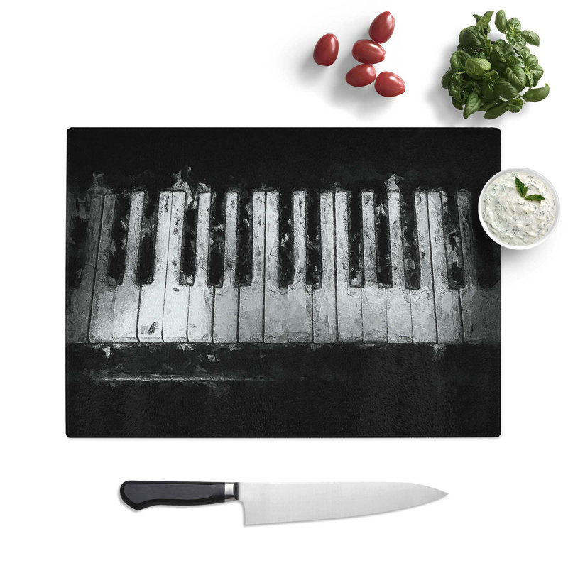 Tempered Glass Broken Piano Keys Chopping Board, 28.5 cm W x 20 cm L