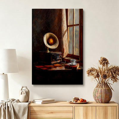 Vintage Gramophone Radio Wall Art Giclée Print 36*24 inch - Home Office Decor