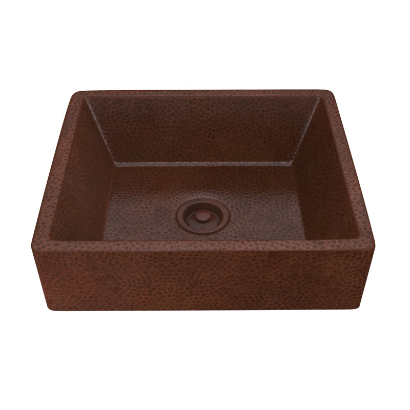 ANZZI Tidal 16'' Hammered Antique Copper Metal Rectangular Bathroom Sink