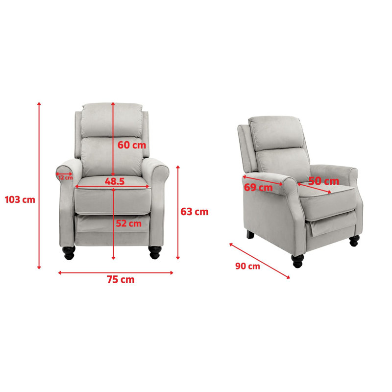 Gehrig 75cm Wide Wing Chair Recliner, Brown