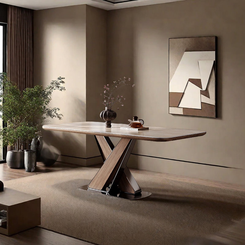 table de salle à manger à pieds croisés, H 29,53 po x L 55,12 po x l 31,5 po