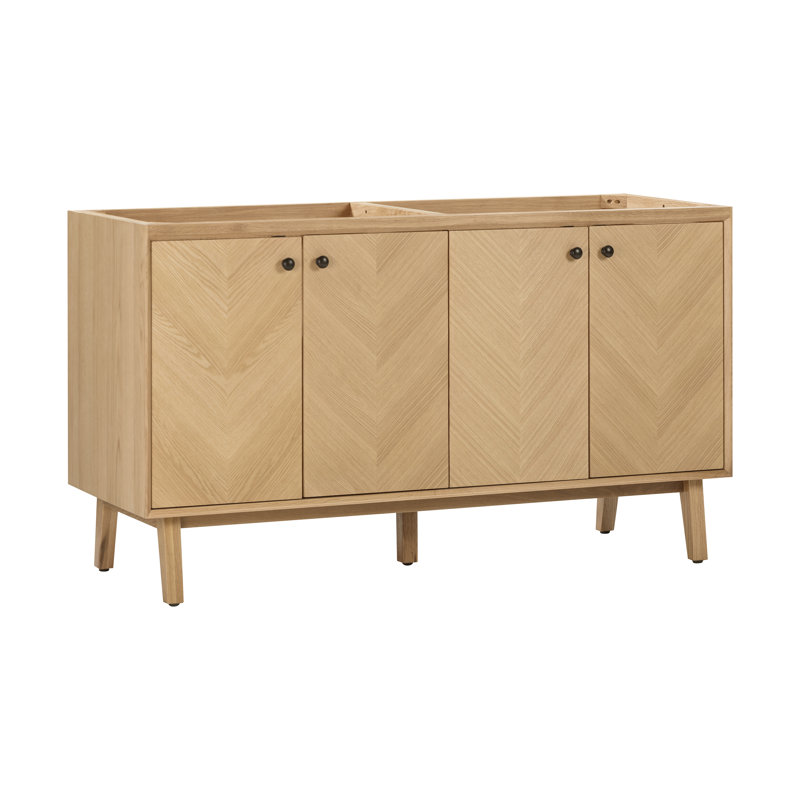 Adele 60'' W Double Bathroom Vanity Base, Natural
