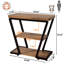 Table de bout étroite, canapé à 3 niveaux avec tablette de rangement, table de chevet en bois et métal pour le salon, brun rustique