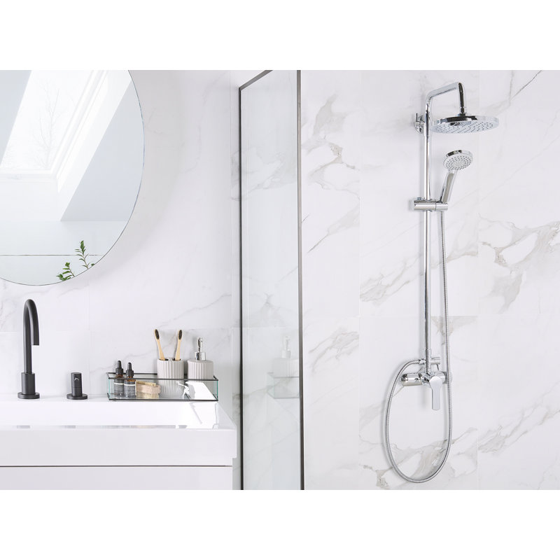 Almond Thermostatic Shower with Dual Head, Silver