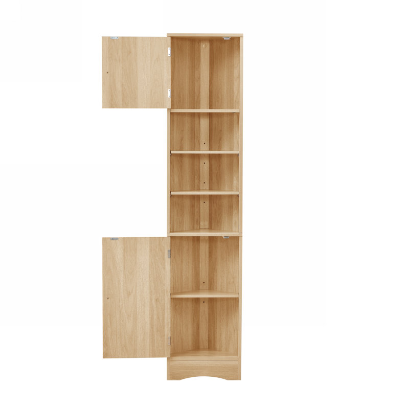 Meuble de coin haut pour salle de bain, 37 x 24 x 170 cm, MDF monobloc, naturel, Naturel