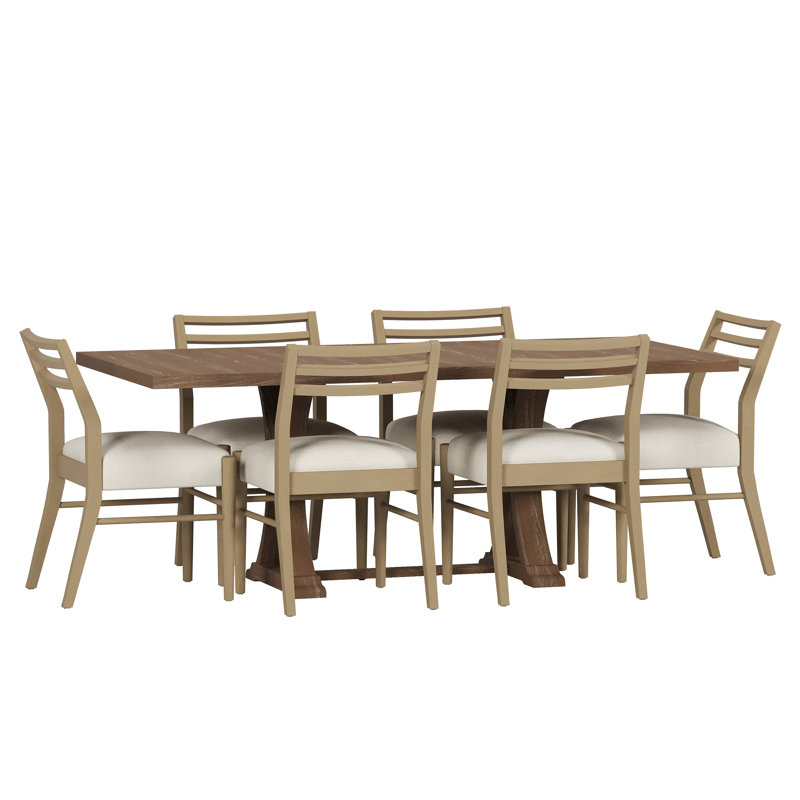 6 - Person Extendable Trestle Dining Set, Natural/Beige