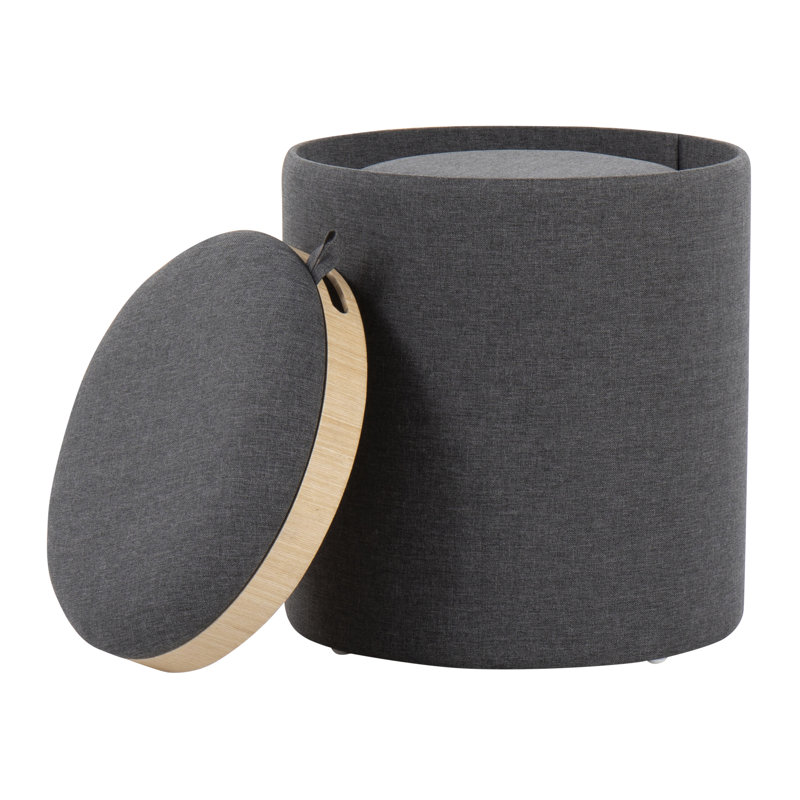 Repose-pieds rond avec rangement 15,5 po Alvena, Gris anthracite