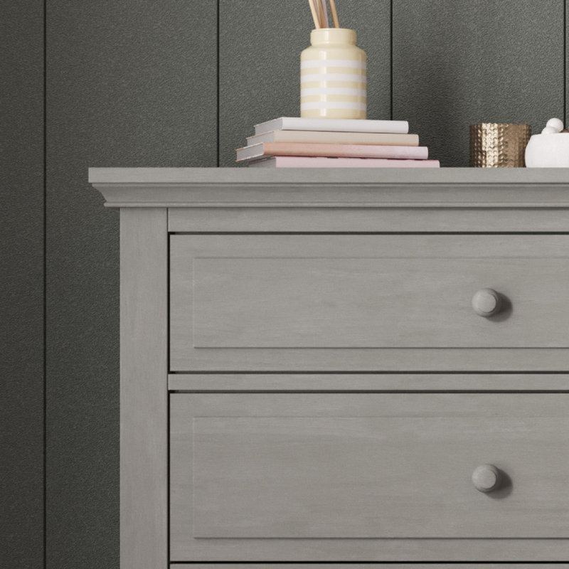 Lunar Gray Wooden Nursery Chest with Extra Deep Drawer