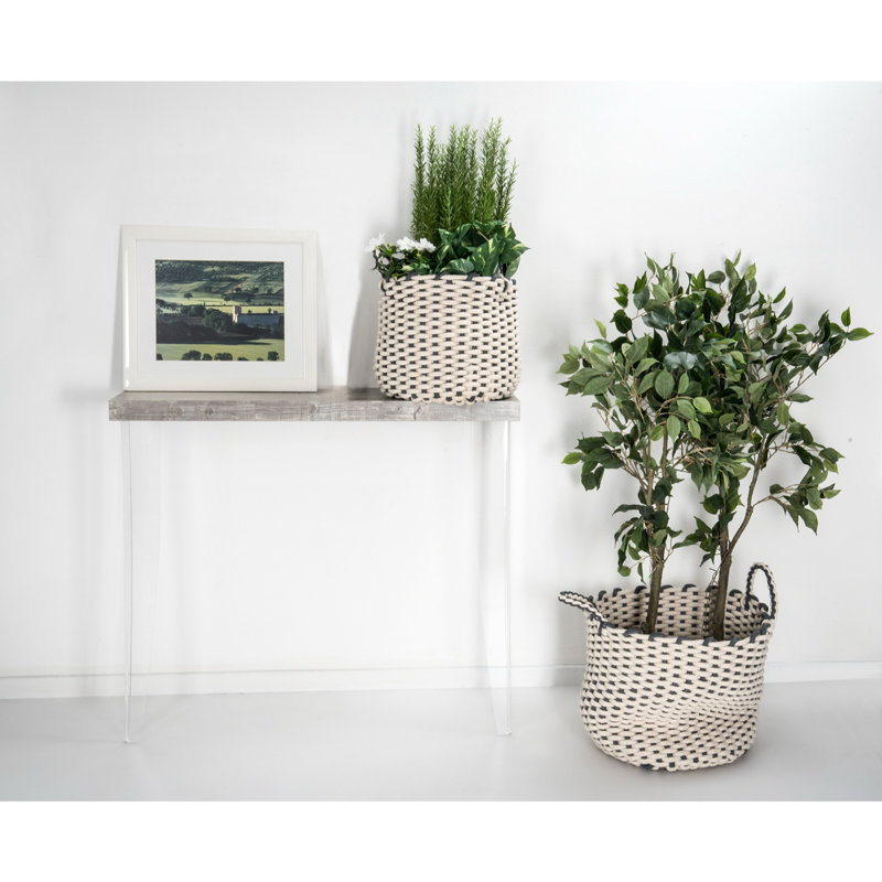 Ostrowski 100cm Solid Wood Top Console Table, Grey, Transparent