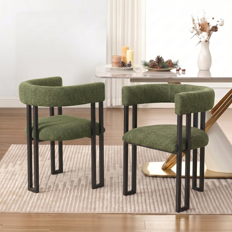 Chaise moderne à dossier incurvé en tissu moderne, Vert