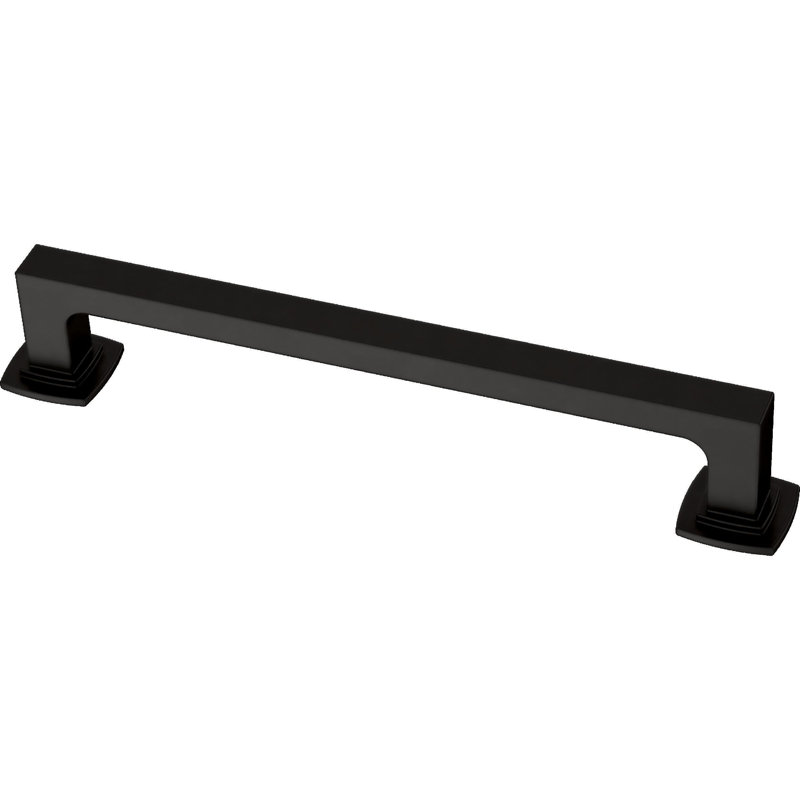 Matte Black Brass Bar Pulls with Mounting Hardware, Set of 5
