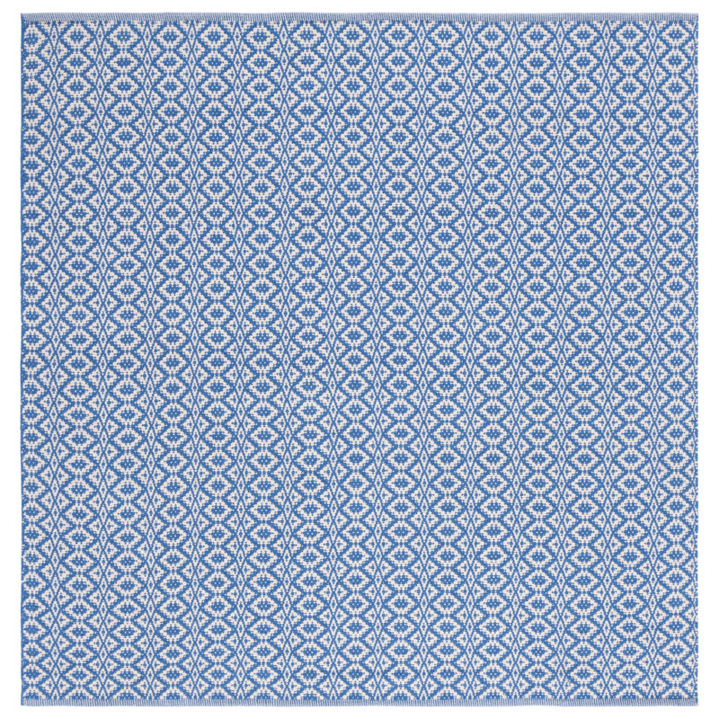 Barkeley Hand Woven Cotton Geometric Rug, Square 6'