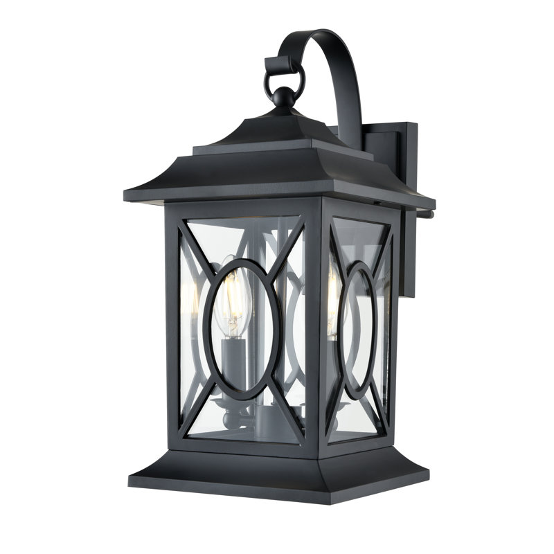 Winston Porter Umbert 2 Light Outdoor Wall Sconce in Powder Coated Black