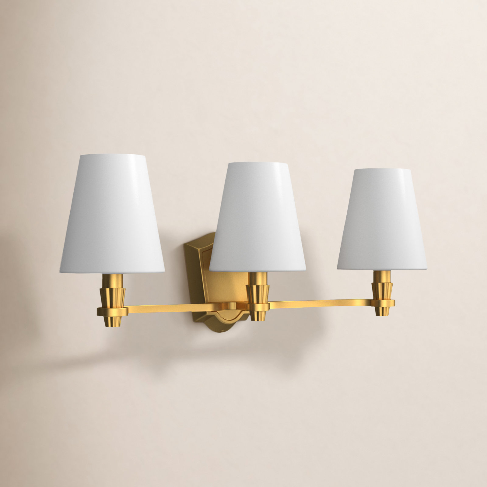 Winthrop 3-Light Dimmable Vanity Light, Burnished Brass