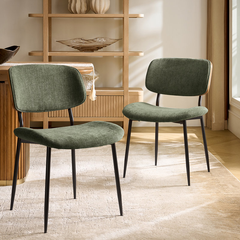 Chaise de salle à manger à coussin de siège moderne en tissu l 20,75 po Balloo avec dossier courbé en bois (ensemble de 2)