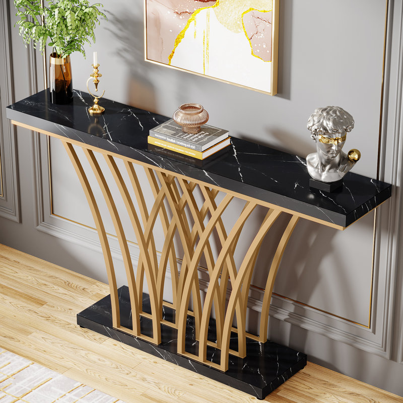 Boehlke 150cm Unfinished Console Table, Black Marble