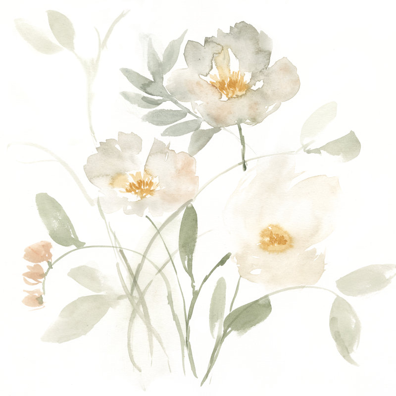 Whispering Petals II by Jennifer Goldberger - Wrapped Canvas Painting, 12" H x 12" W