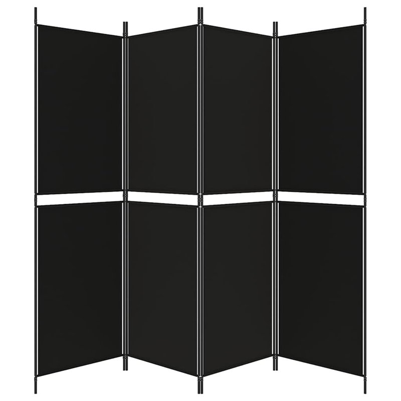 4-Panel Room Divider Black 78.7 x 78.7 in Fabric Folding Decorative Divider Screen, 71" H x 78.7" W x 0.8" D