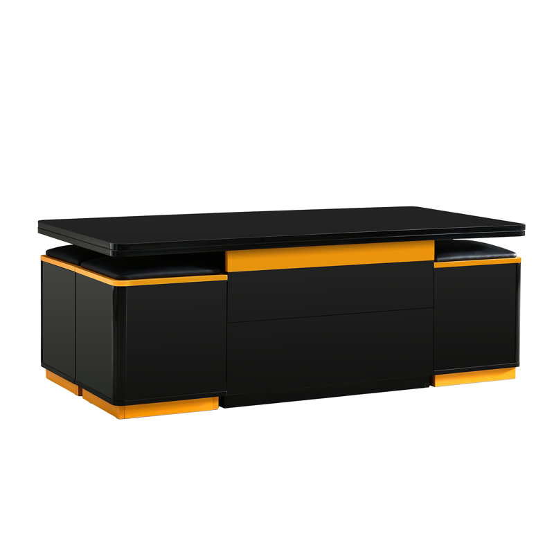 Modern Space Saving Centre Table with Foldable Top, Black