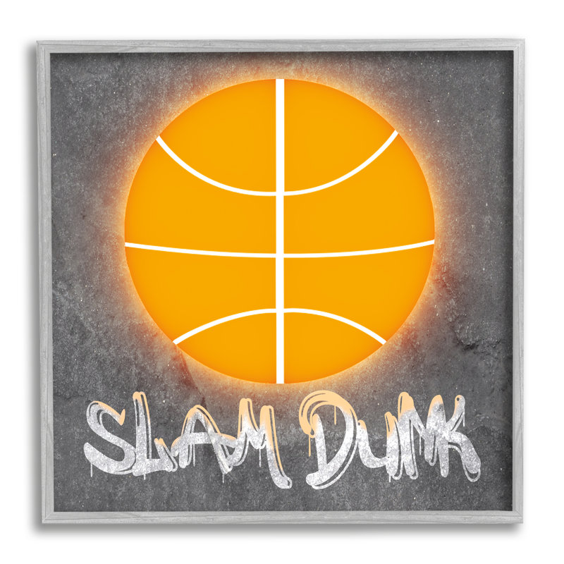 Ba-868 - Sports urbains encadrés Slam Dunk, impression sur bois, Estampe numérique Farmhouse, H 12 po x l 12 po x P 1,5 po