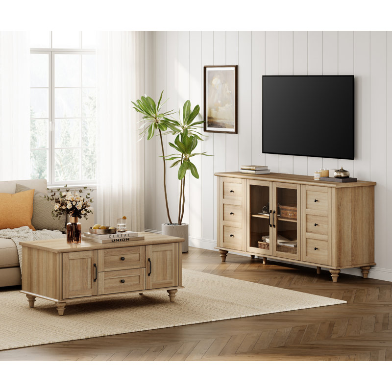 Ensemble de meuble télé et table basse Scarlett, Chêne / chêne