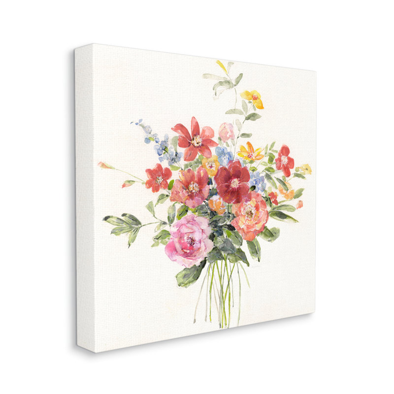 «Mixed Blooming Flowers On Canvas» par Sally Swatland, impression, H 17 po x l 17 po x P 1,5 po