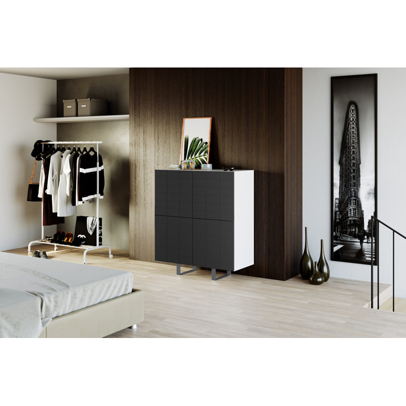 Baragrey 110cm Sideboard, White/Black