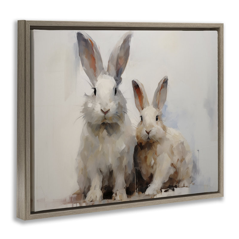  "Fluffy Spring Bunnies" par Arlington Prints, Cadre flottant orme Montalcino, H 17 po x l 21 po