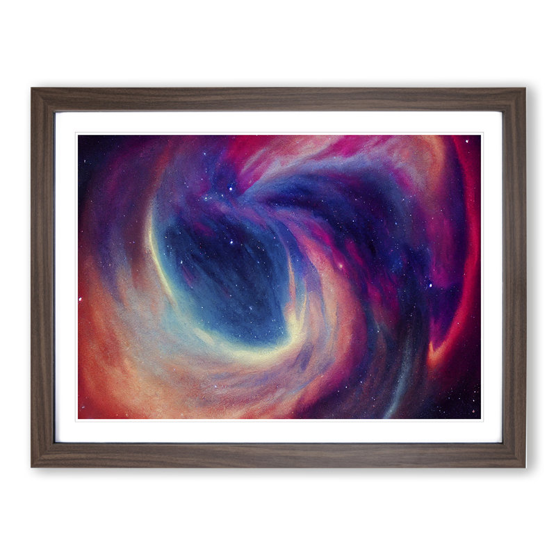 Galaxy Watercolour Vol.3 - Single Picture Frame Print, 25cm H x 34cm W x 2cm D, Walnut Framed