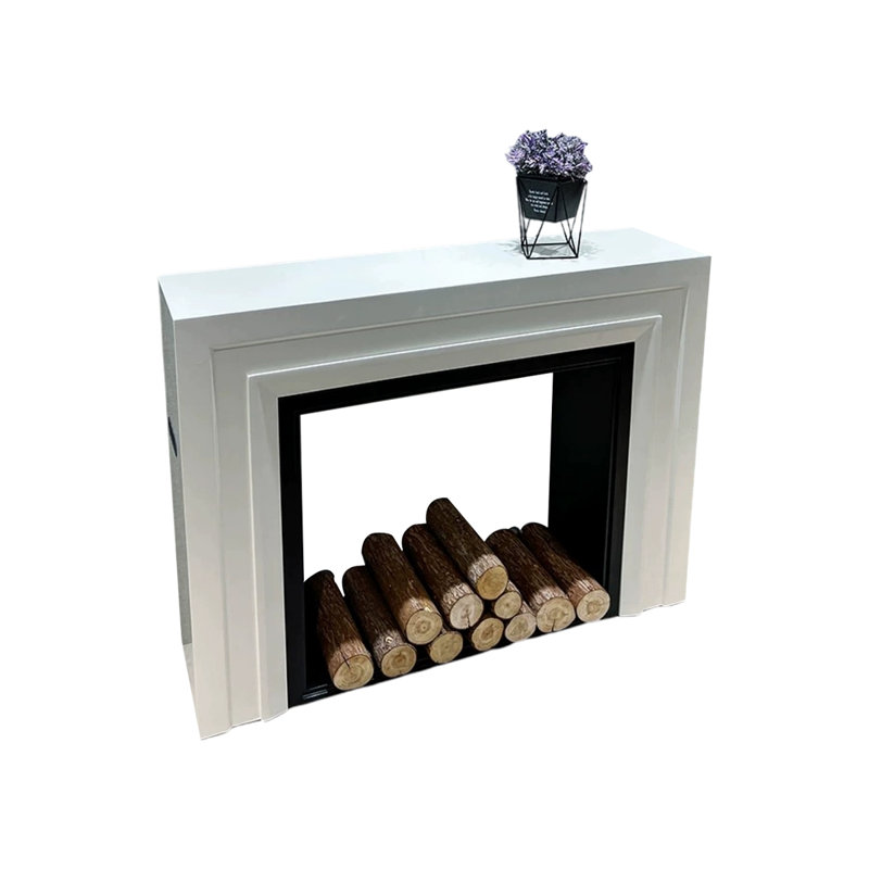 Foyer autoportant en bois massif blanc