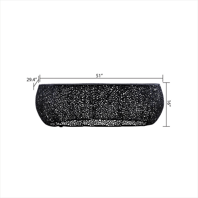 Table basse ovale en aluminium noir profond pour les salons modernes avec structure coulée et surface élégante
