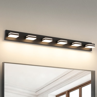 47.2 in. 6-Light Modern Black LED Bathroom Vanity Light 5CCT with Adjustable Head, Dimmable