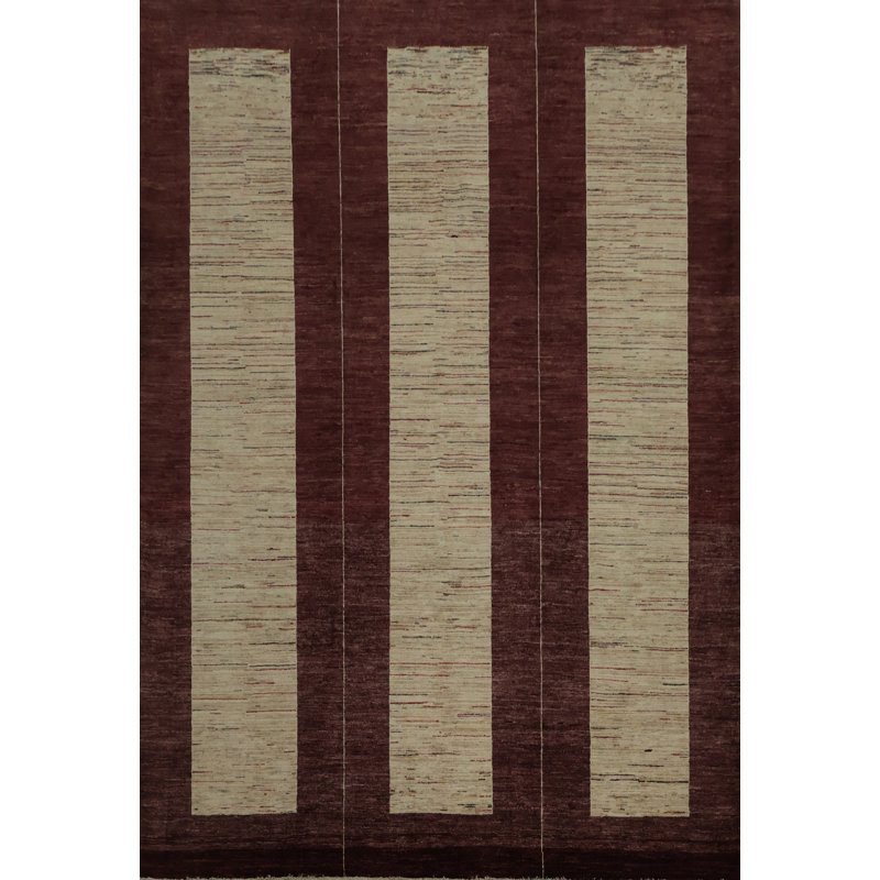 Tapis oriental à trois rayures de style Gabbeh 8 x 10 parfait pour n'importe quelle pièce